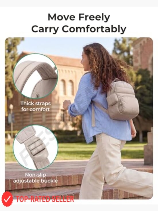 Quilted Puffer Mini Backpack with Detachable Pouch, Lightweight 2-in-1 Daypack,